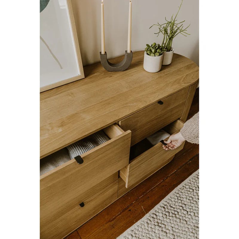 Scandinavian Solid Oak 6-Drawer Dresser with Soft-Close and Felt-Lined Drawers