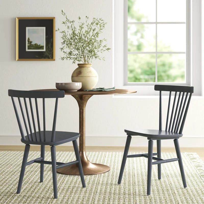 Transitional Gray 20" Solid Wood Spindle Side Chair Set