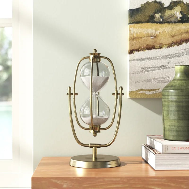 Elegant Brass & Glass 30-Minute Swivel Hourglass