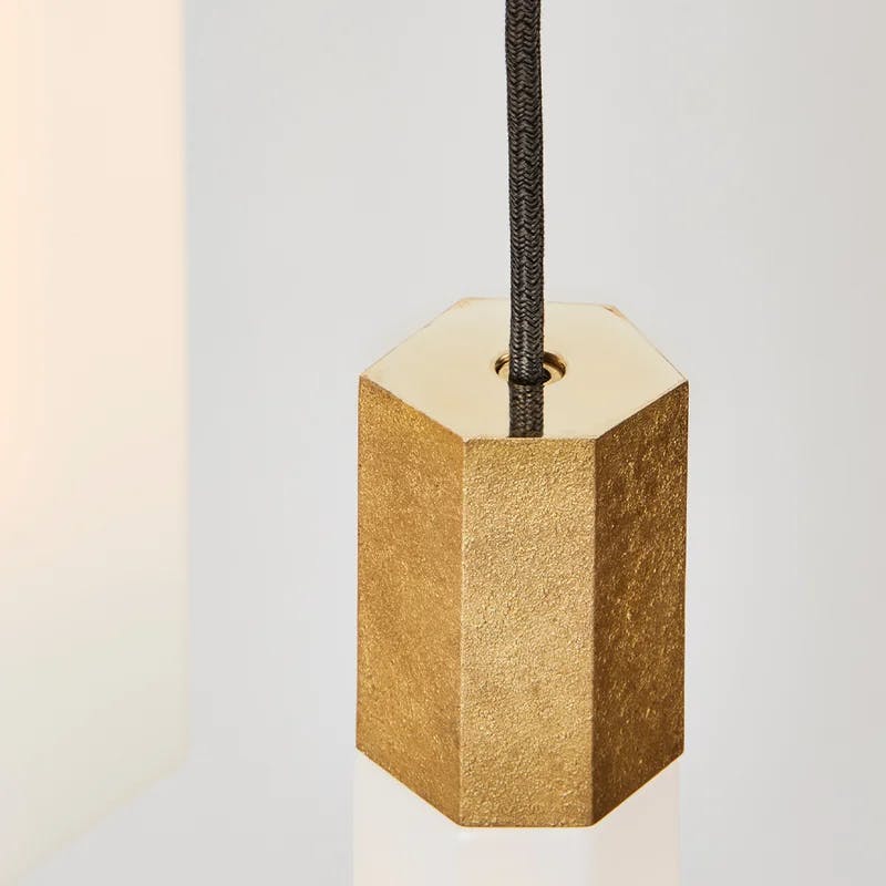 Ethereal Basalt 9-Light Hexagonal Brass & Glass LED Pendant