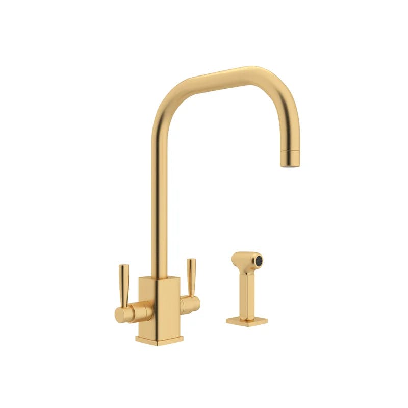 Modern Polished Nickel Deck Mounted Kitchen Faucet with Sidespray