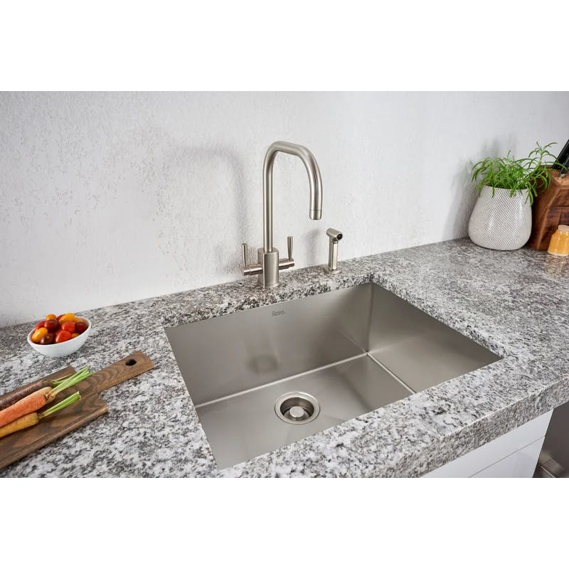 Modern Polished Nickel Deck Mounted Kitchen Faucet with Sidespray