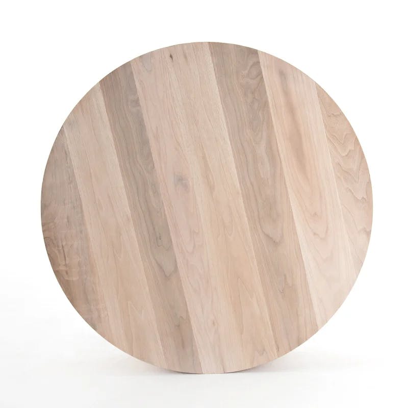 Contemporary Cream Wood Round Coffee Table, 40" Diameter