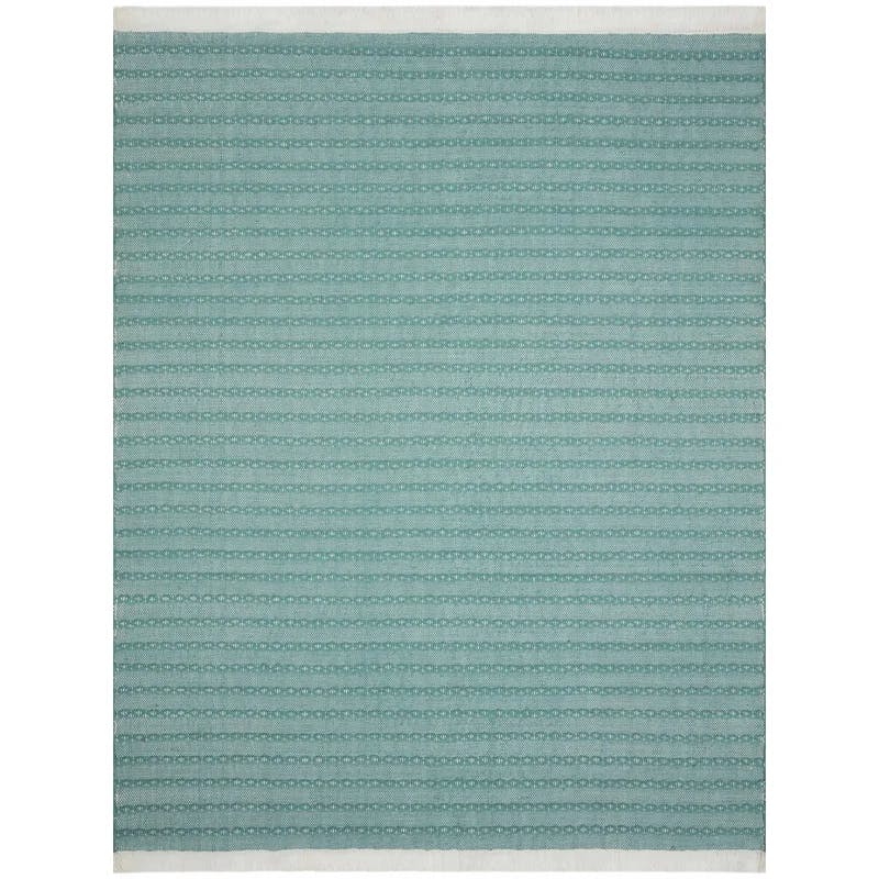 Rey Spa Natural Handmade Striped Flat Woven Wool & Synthetic Rug - 7'9" x 9'9"