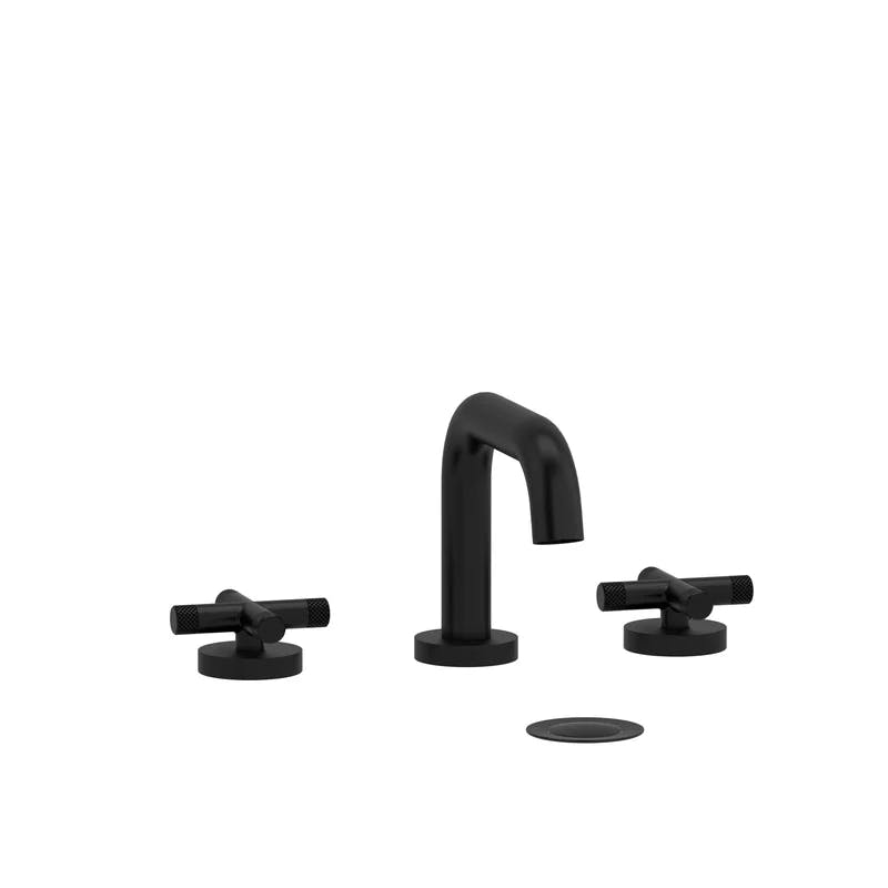 Elegant Polished Black Double-Handle Mid Arc Bathroom Faucet