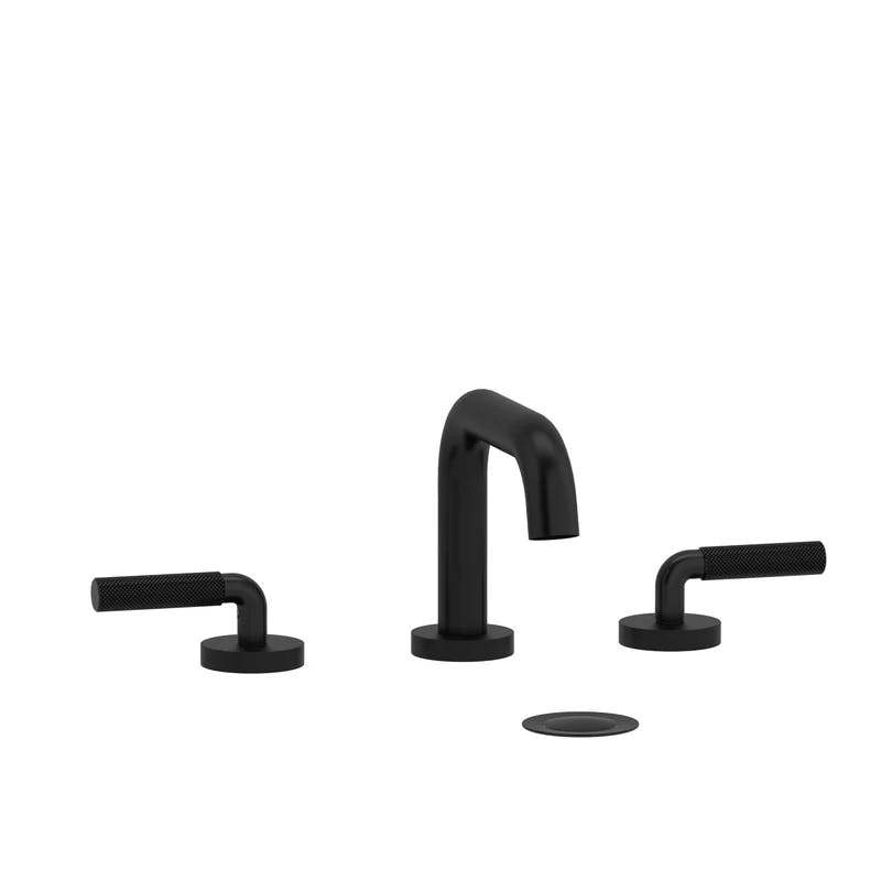 Elegant Polished Black Double-Handle Mid Arc Bathroom Faucet