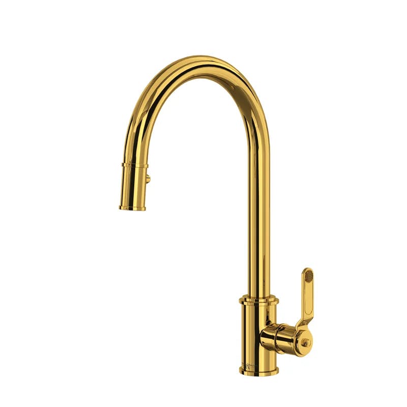 Armstrong 16 3/4" Modern Brass Pull-Down Kitchen Faucet