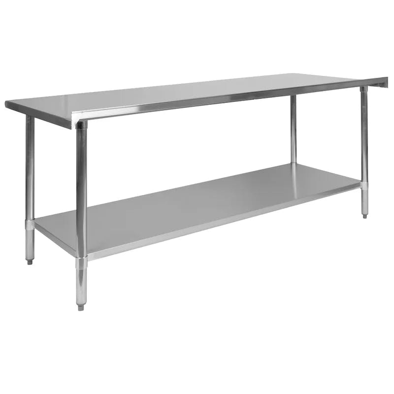 Stainless Steel 18 Gauge 72" Work Table with Backsplash & Shelf
