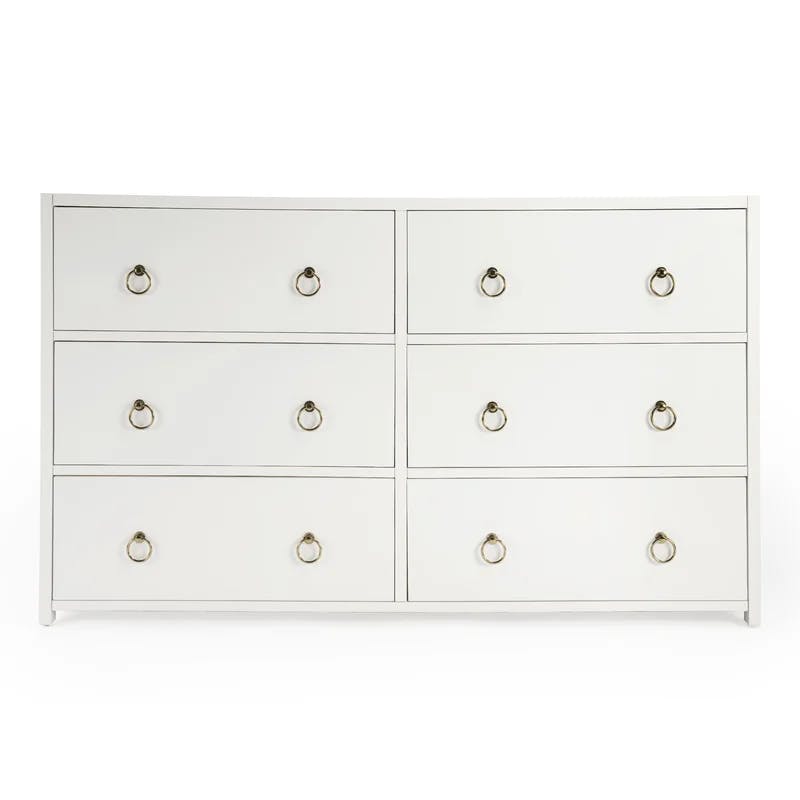 Elin Glam White Double Dresser with Dovetail Drawers