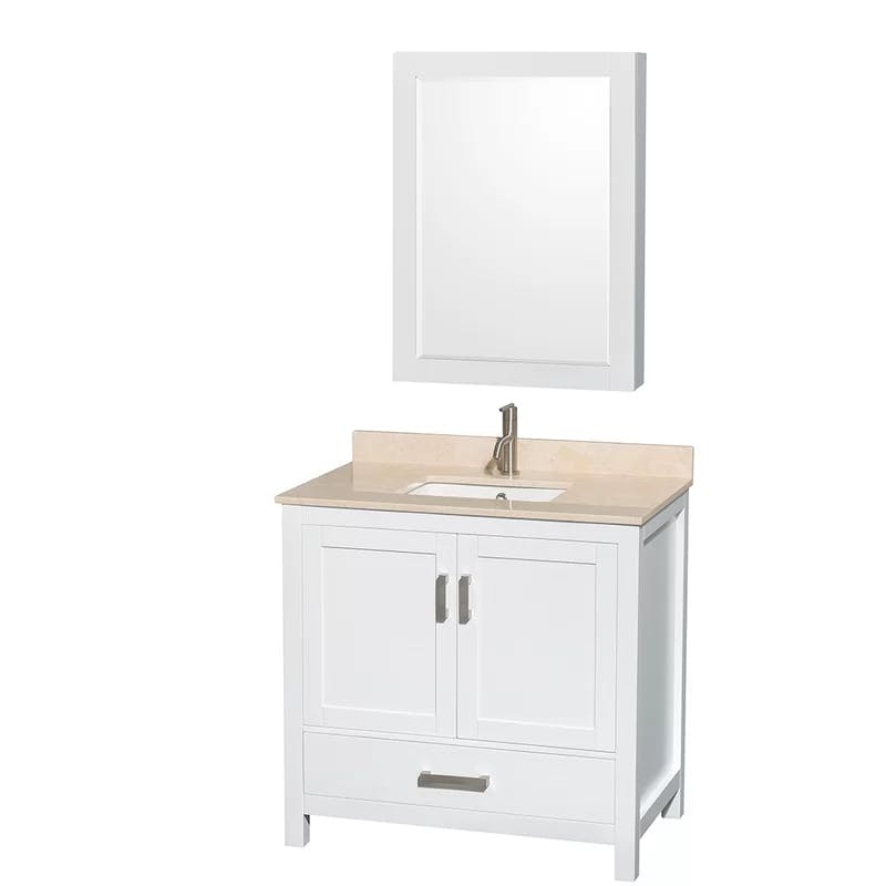 Sheffield 35" Elegant White Solid Wood Single Bathroom Vanity Base