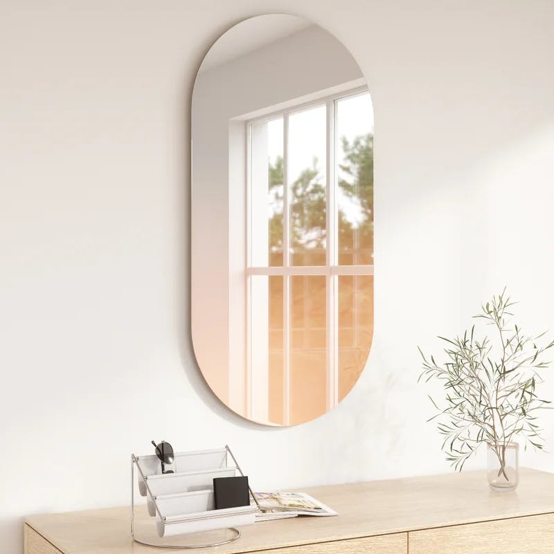 Full Length Frameless Oval Wall Mirror in Warm Copper