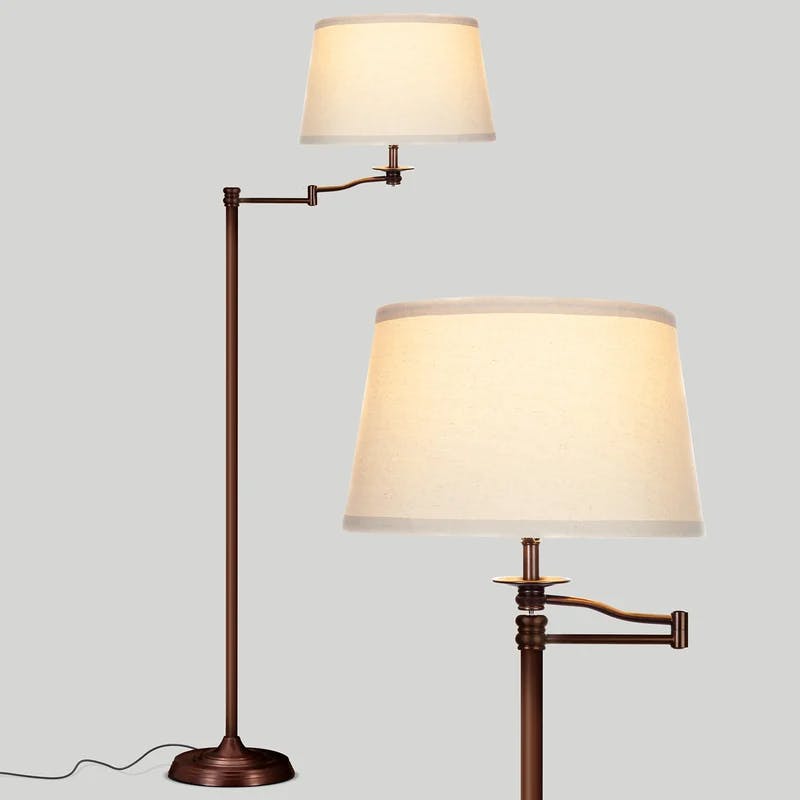 Caden Bronze 62" Extendable LED Floor Lamp with Fabric Shade