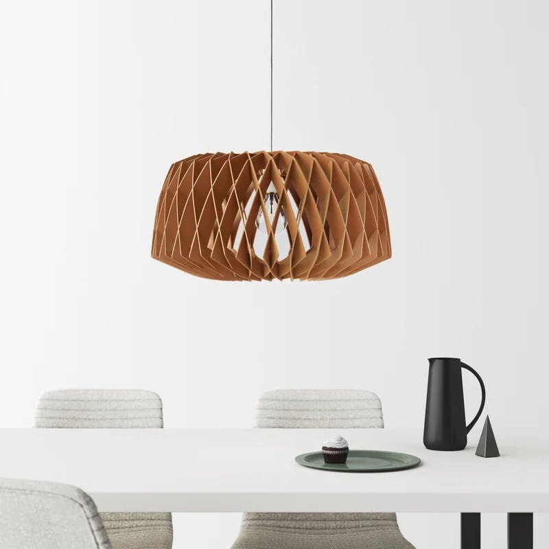 Horgen Uddo 23.5" Ash Wood Drum Pendant with Dimmable Light