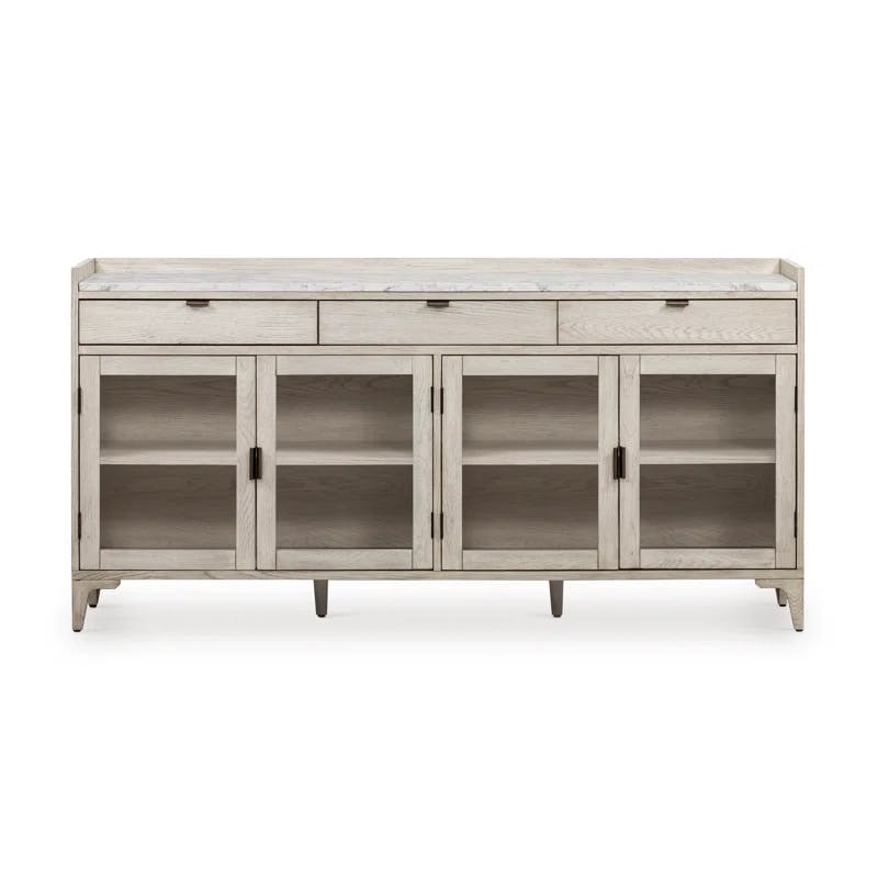 Elegant Gray 72'' Traditional Sideboard with Marble Top