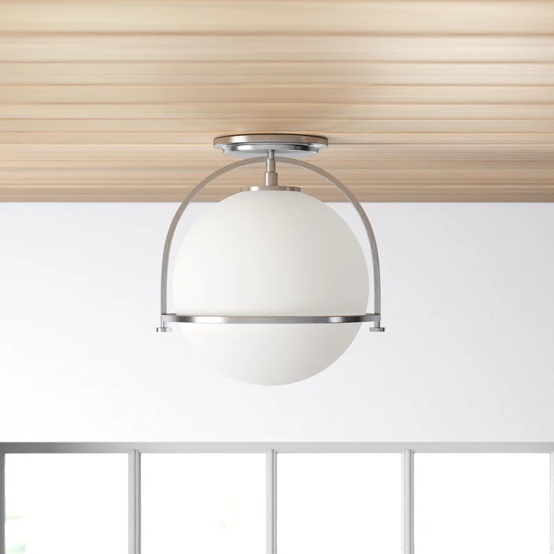 Somerset 11.5'' Brushed Nickel Globe Pendant with Etched Opal Glass