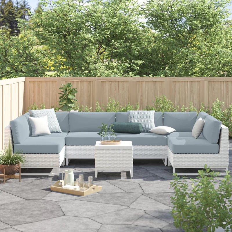 Azyon Timeless White Outdoor Seating Group with Spa Cushions