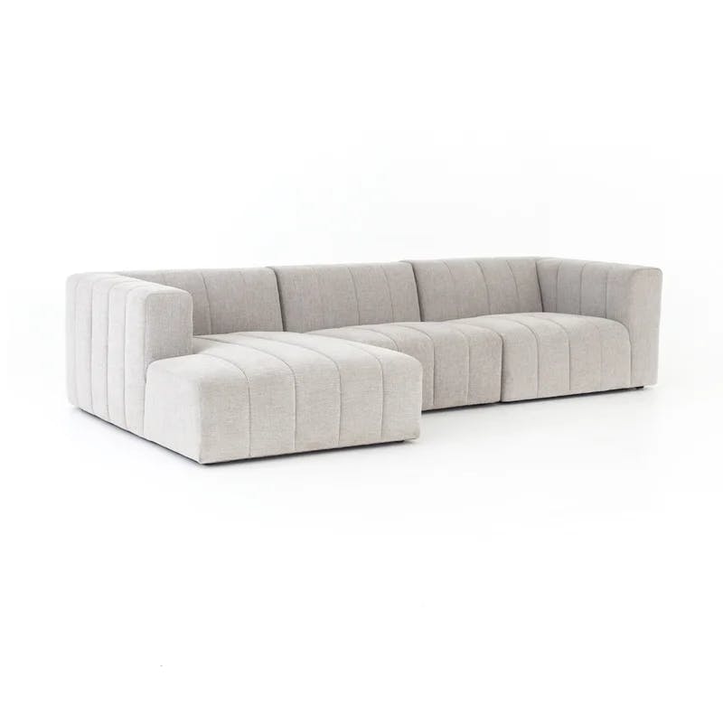 Napa Sandstone Tufted Fabric Sectional with Ottoman