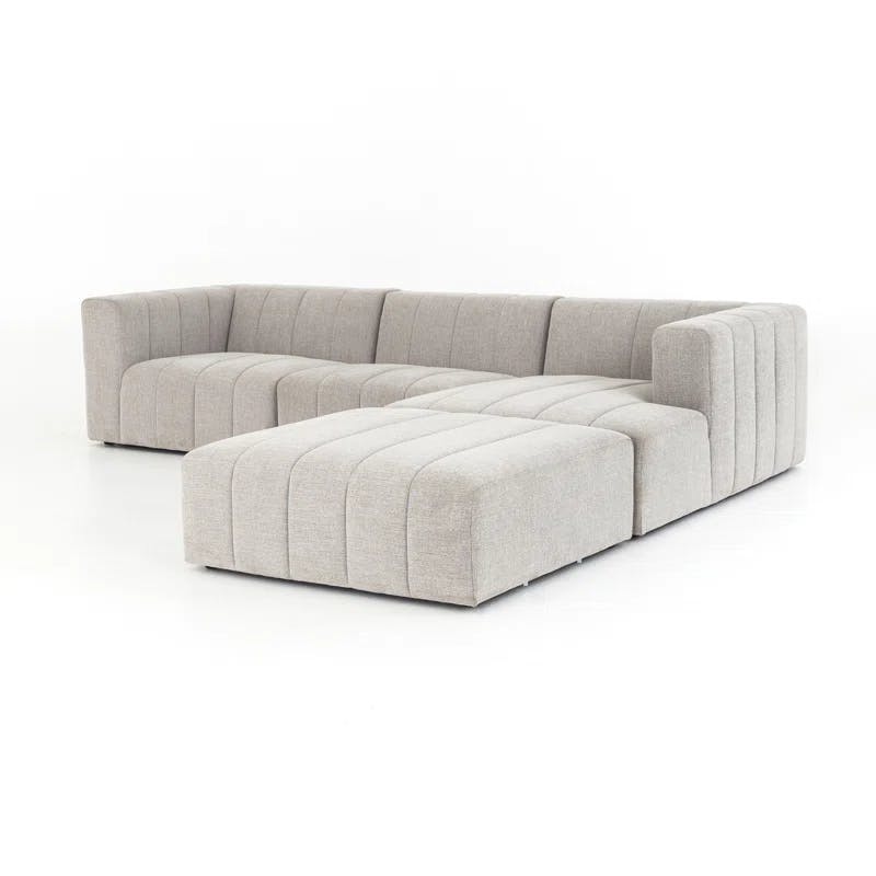 Napa Sandstone Tufted Fabric Sectional with Ottoman