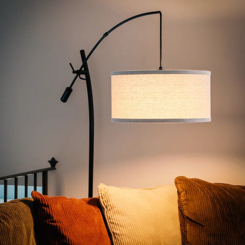 Brightech Grayson Modern Arc LED Floor Lamp - Adjustable Height, Black