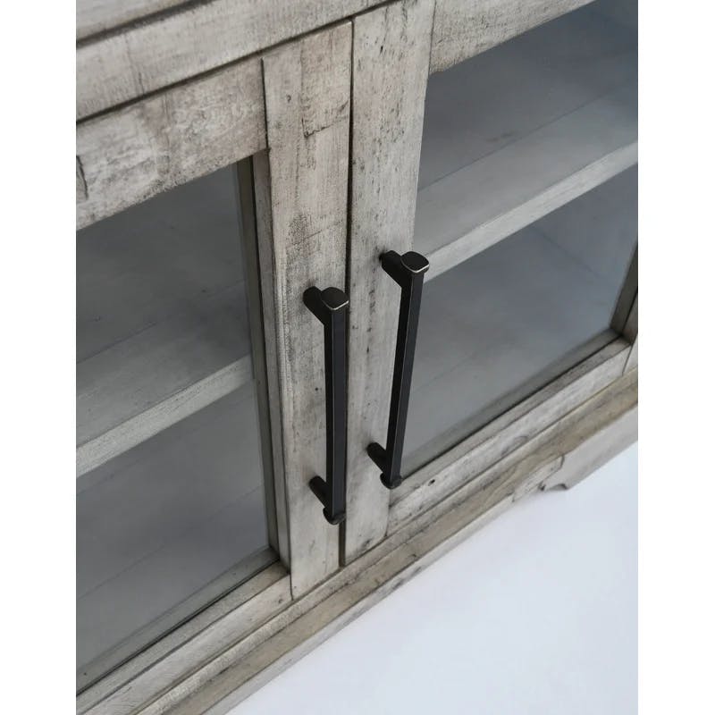 Sierra Grey Reclaimed Pine 74'' Dining Sideboard with Glass Doors