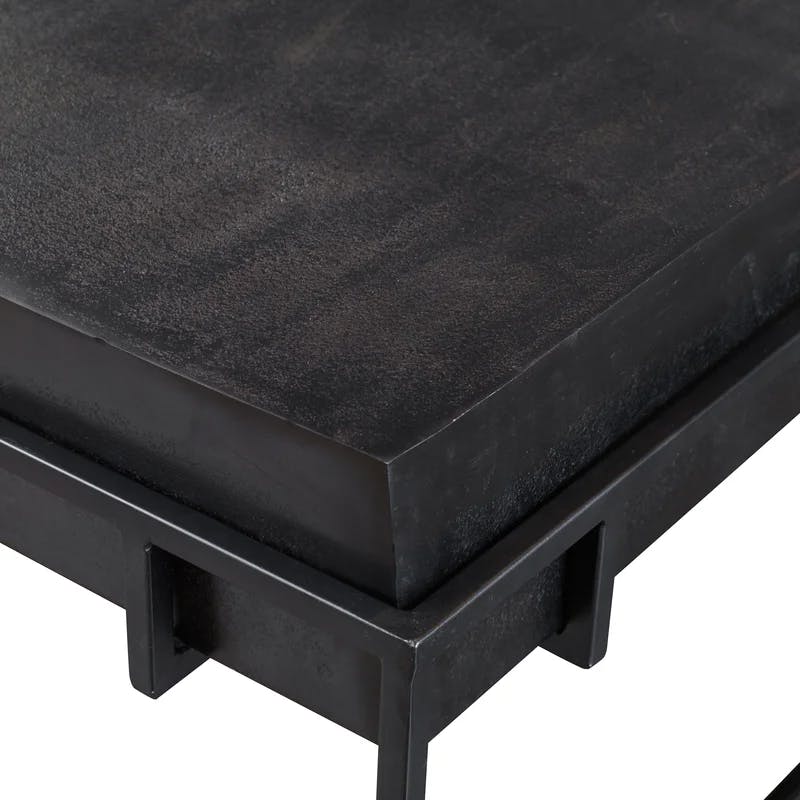 Telone Dark Oxidized Black Cast Aluminum and Iron Coffee Table