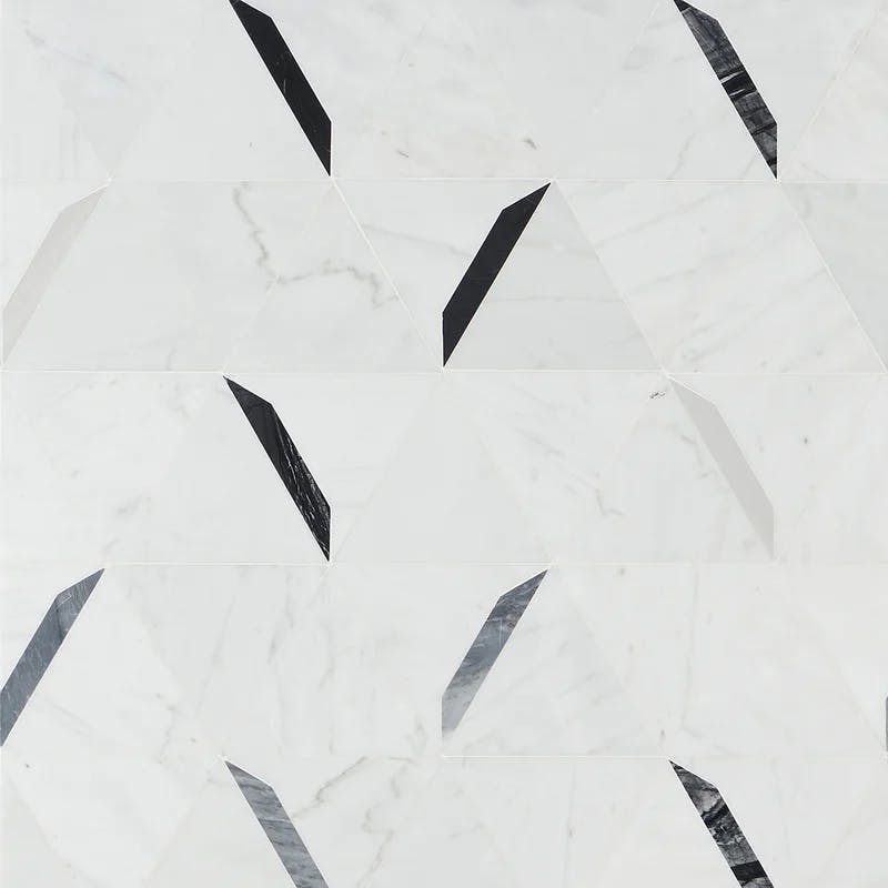 Santana Polished Gray Marble 12" x 20" Modern Mosaic Tile