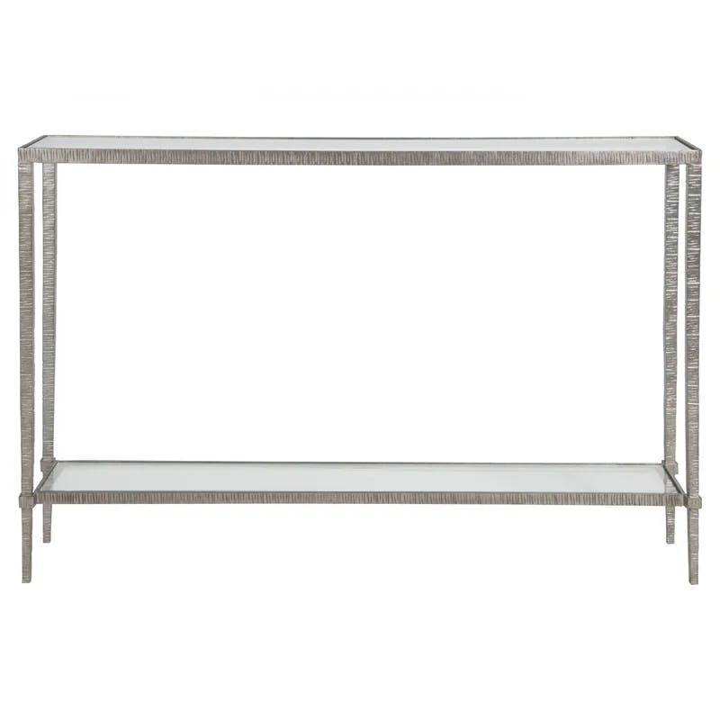 Claret Silver Leaf 54" Rectangular Console Table with Glass Shelf