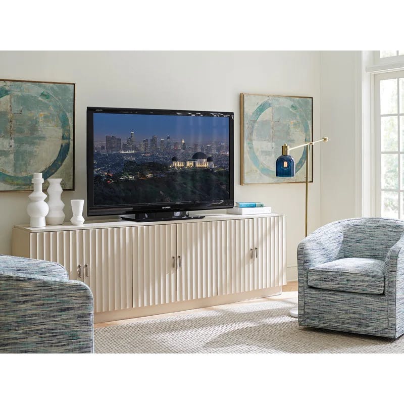 San Marcos White Transitional Media Console with Cabinet