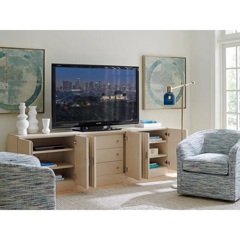 San Marcos White Transitional Media Console with Cabinet