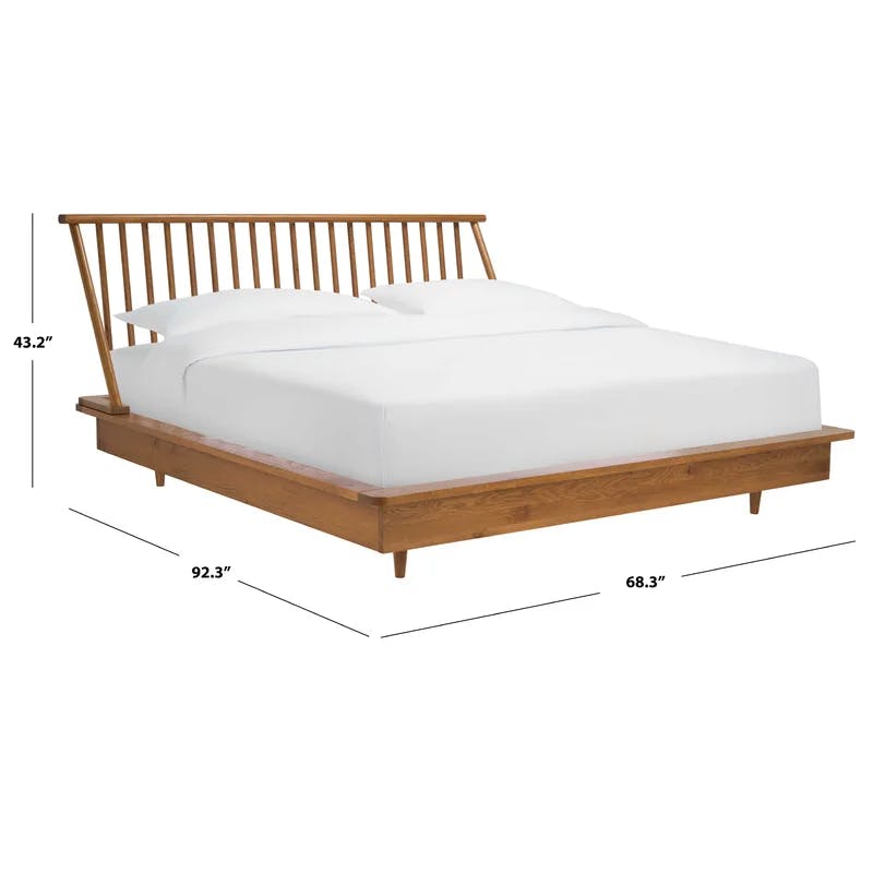 Cassius Light Brown Queen Bed with Spindle Headboard and Storage Drawer