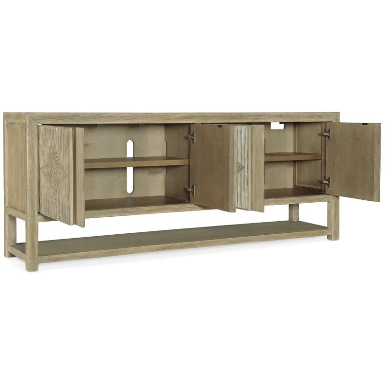 Anders Coastal Cool Wood Media Console with Reeded Facade