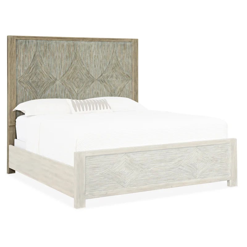 Surfrider Driftwood Queen Headboard with Natural Rattan Accents