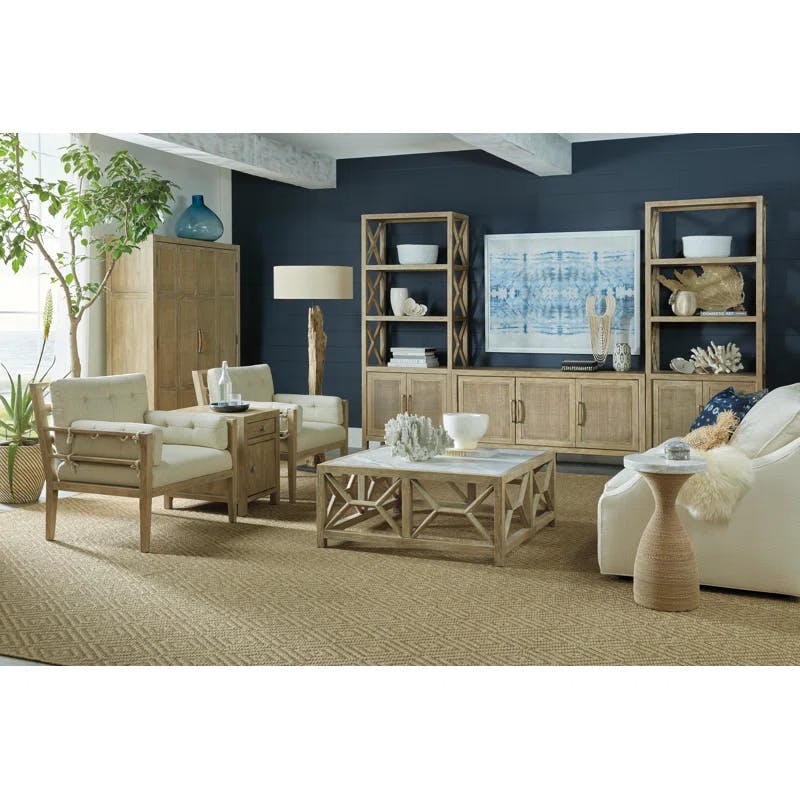 Anders Coastal Rattan Media Console with Rope Pulls