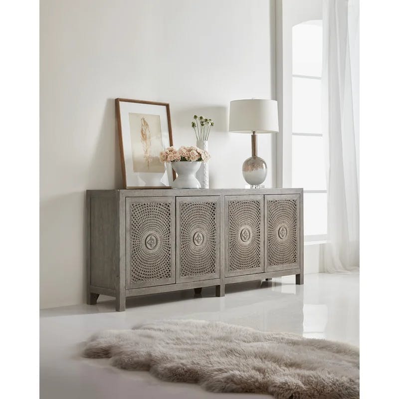 Emmett Transitional Gray Entertainment Console with Cabinet