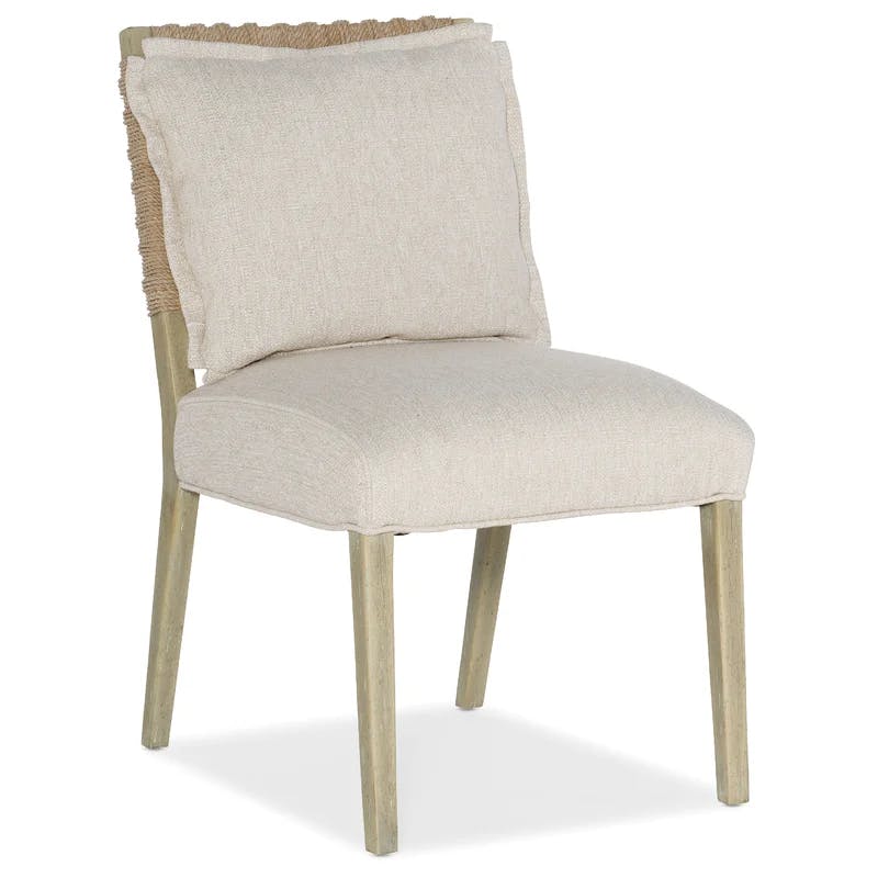 Zuri Cream Upholstered Side Chair in Driftwood Finish
