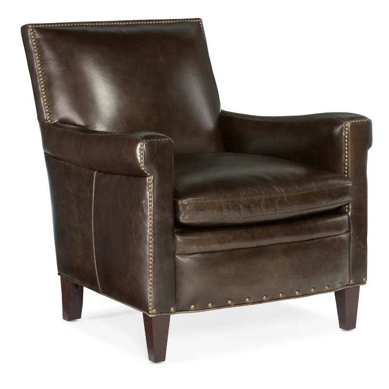 Huntington Morrison Aniline Leather Club Chair in Warm Caramel
