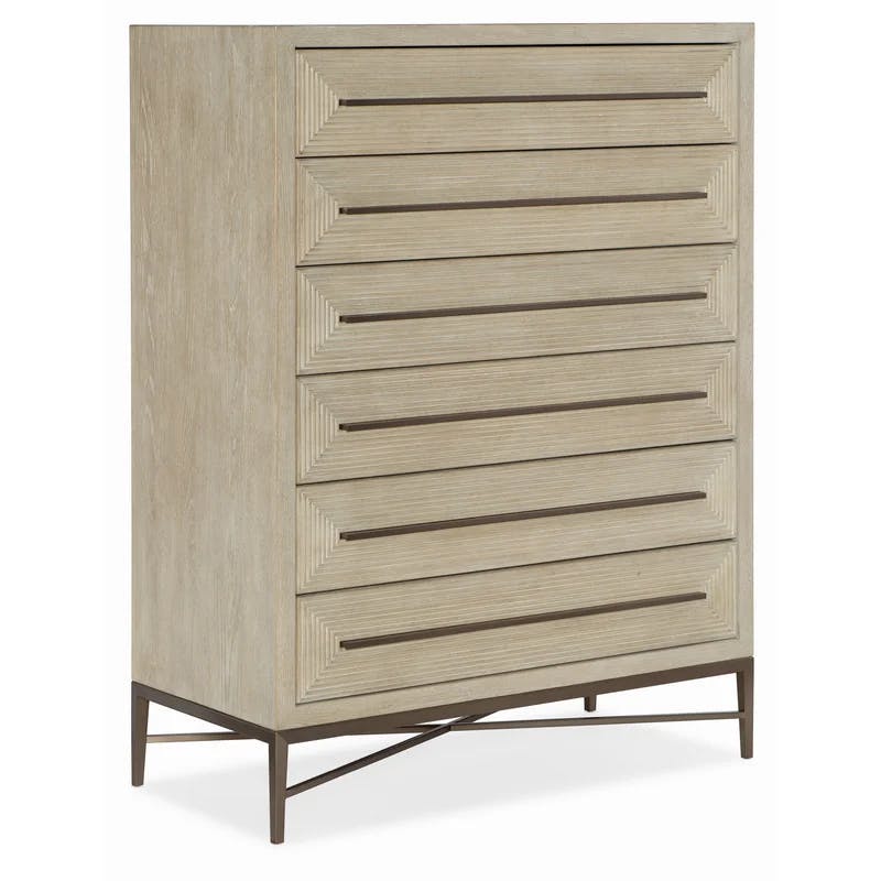 Cascade 6-Drawer Light Wood Dresser in Gray with Soft Close and Levelers