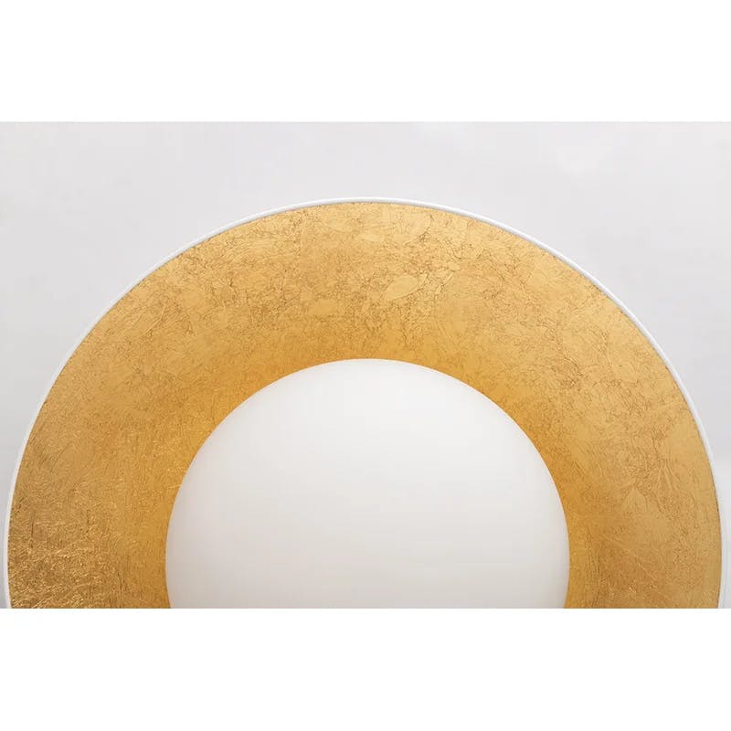 Cadence Contemporary 1-Light Semi-Flush Bowl in White Lustro & Gold Leaf