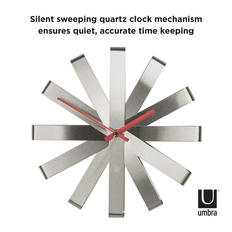Ribbon 12.75'' Modern Minimalist Steel Wall Clock