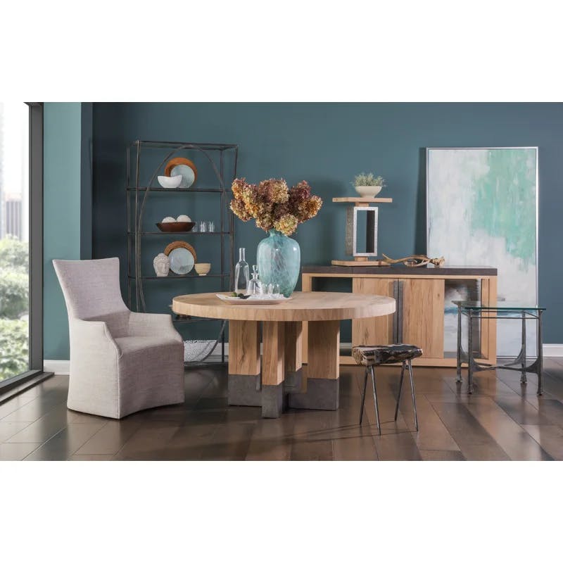 Verite Contemporary Gray-Brown Wood and Metal Spot Table