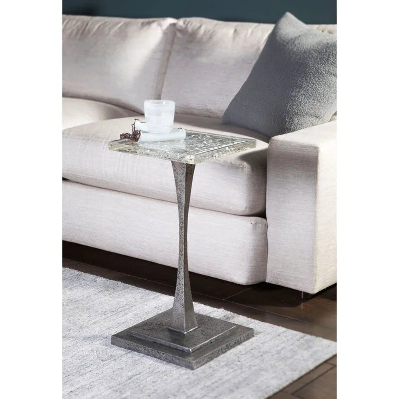 Montreaux 12'' Silver Square Metal Spot Table with Acrylic Top