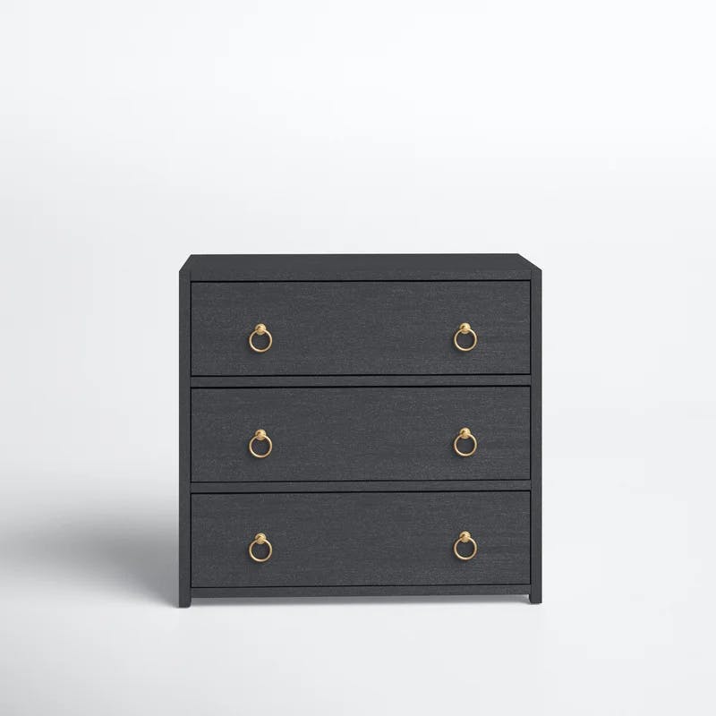Elin Glam White 3-Drawer Dresser with Gold Metallic Hardware