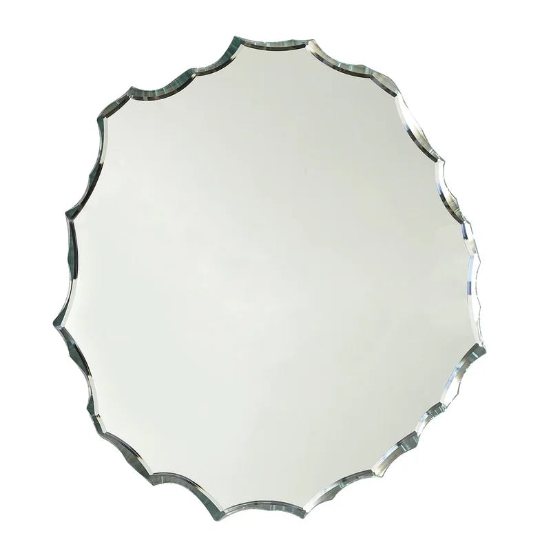 Asymmetrical Silver Beveled Accent Wall Mirror, 34.5''
