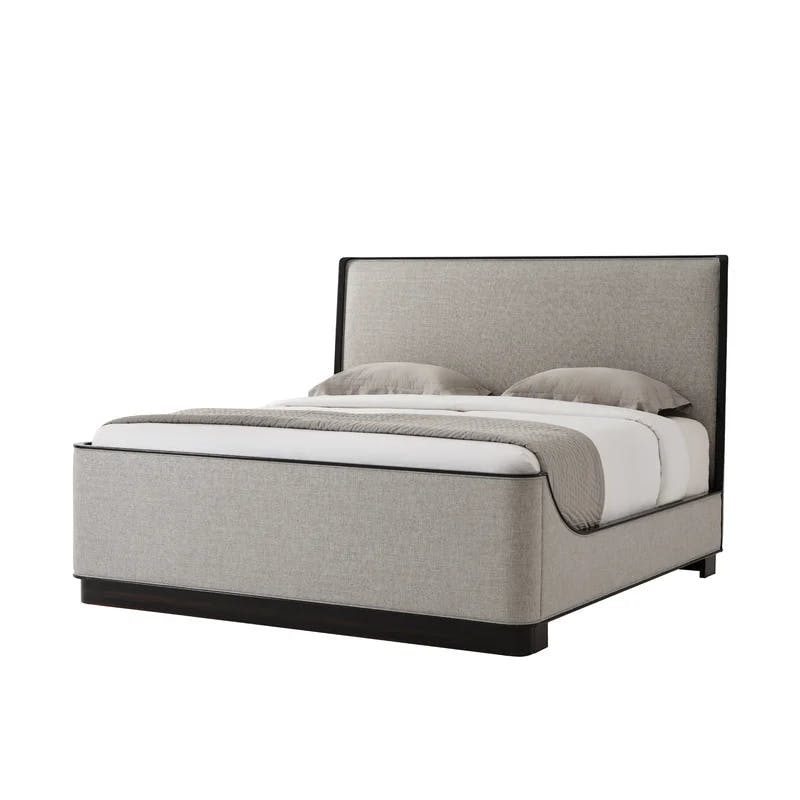 Amara Veneer and Mahogany Gray King Bed with Upholstered Headboard
