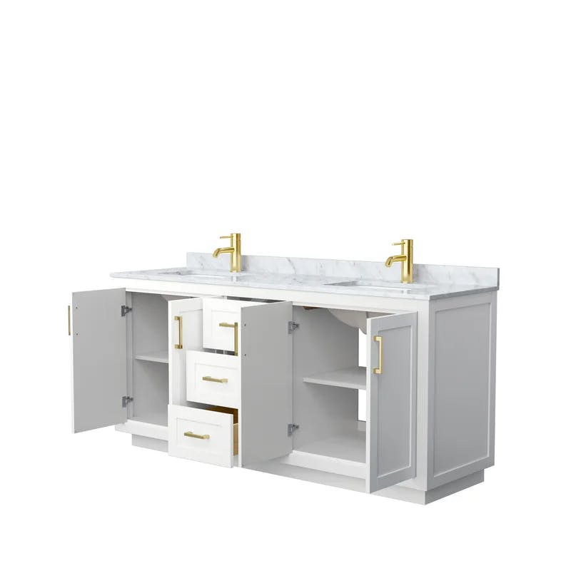 Miranda 72'' White Double Freestanding Bathroom Vanity with Cultured Marble Top