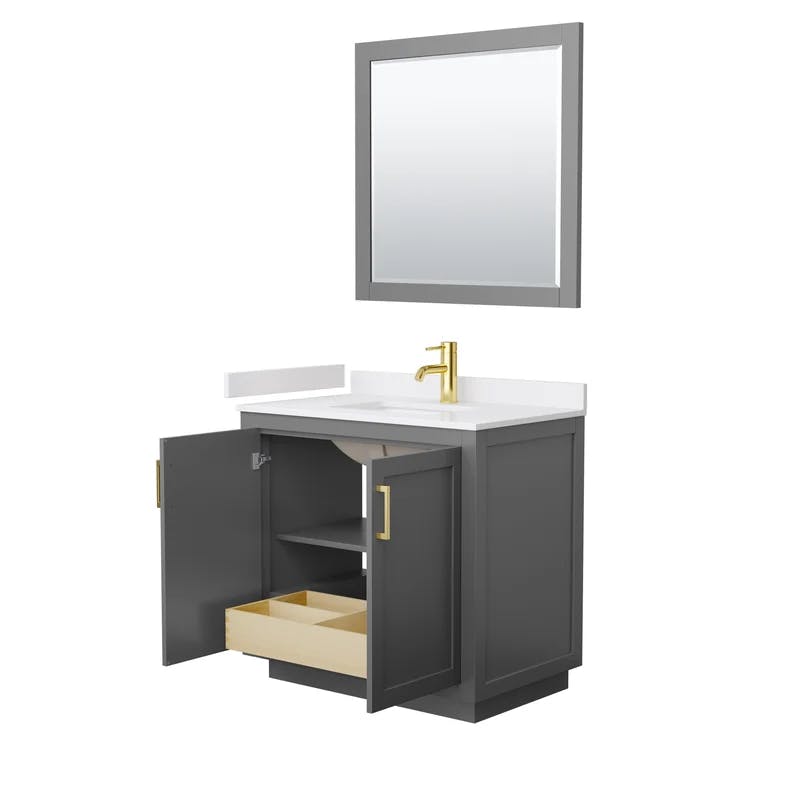 Miranda 36'' Dark Gray Single Freestanding Bathroom Vanity with White Marble Top