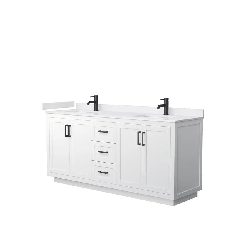 Miranda 72'' White Double Freestanding Bathroom Vanity with Cultured Marble Top