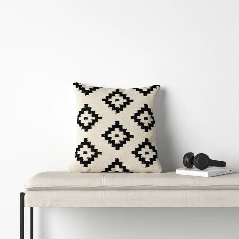 Shiprock Square 20" Geometric Wool and Cotton Throw Pillow