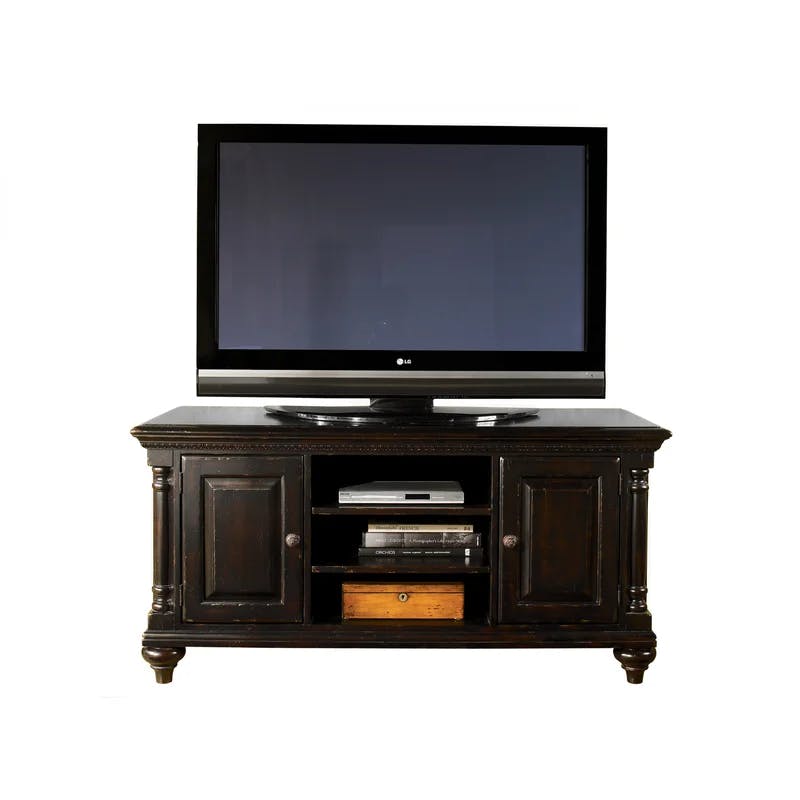 Kingstown Huntington 60'' Black-Brown Traditional Media Console with Cabinet