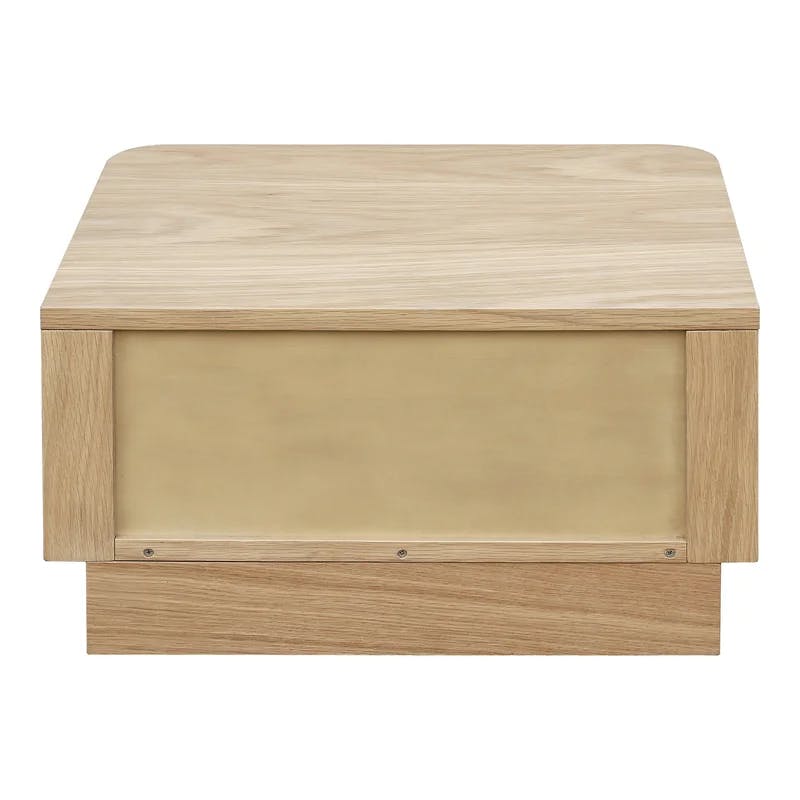 Transitional Brown Oak Nightstand with Spacious Drawer